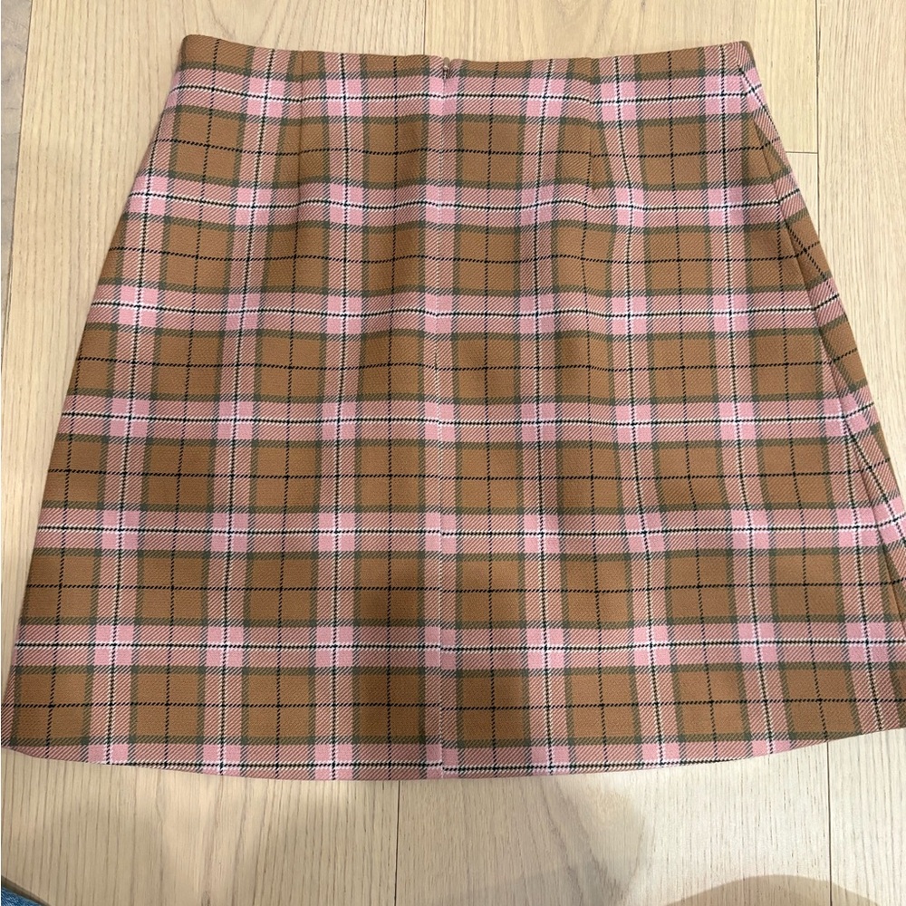 Wilfred Pink and Brown Plaid Mini Skirt